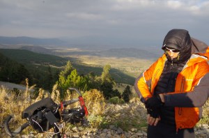 Layering up for a chilly descent