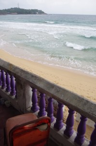 Licking the waves from our ramshackle terrace in Trincomale 