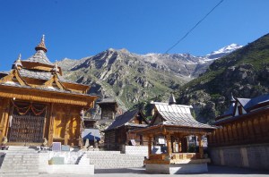 Temples with wooden wind chimes on the lip of the roofs