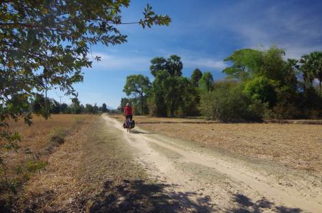 Two lane dirt tracks of the Mekongs islands