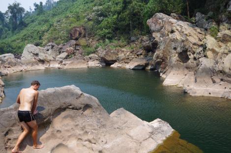 Some welcome wild swimming between cave stops and heatwaves