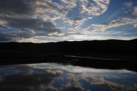 Sunset on the river outside our tents