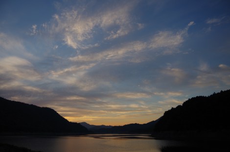 Sunset over one of the reservoir campsites 